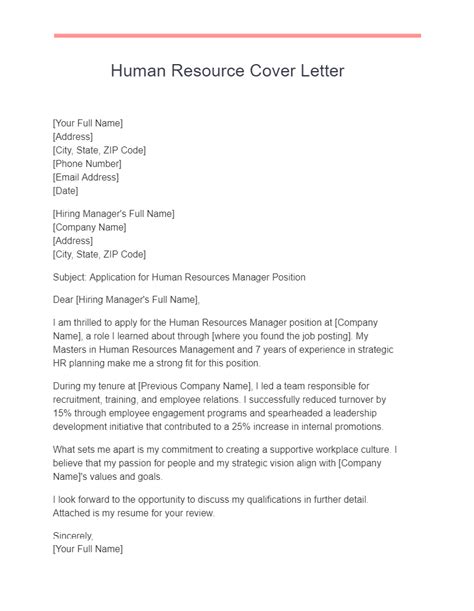 Human Resources Job Cover Letter Examples