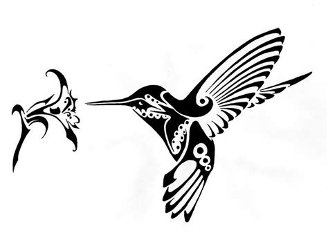 Attractive tribal hummingbird tattoo design by Scubacat17