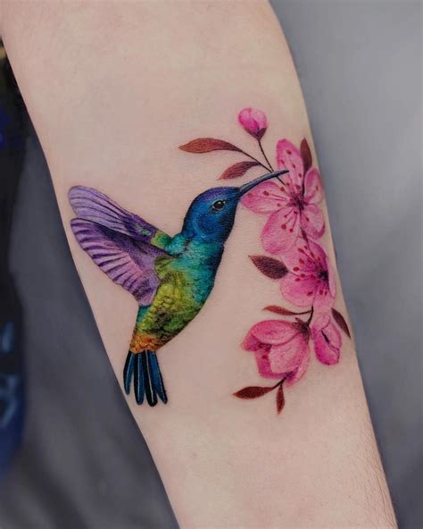 Hummingbird Flower Tattoo
