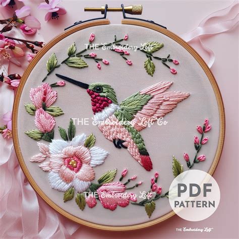 Hummingbird Hand Embroidery Pattern