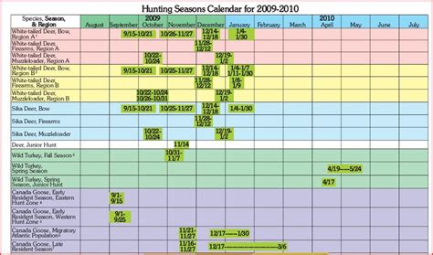 Hunting Calendar Maryland