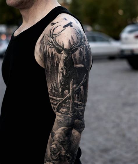 Hunting full sleeve tattoo for men part 1 by Steve Toth