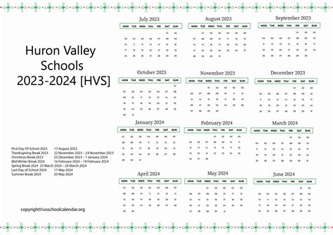 Huron Valley Calendar