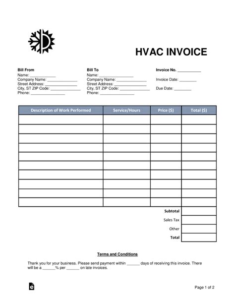 Hvac Invoice Template