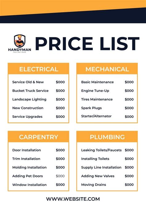 Hvac Price List Template