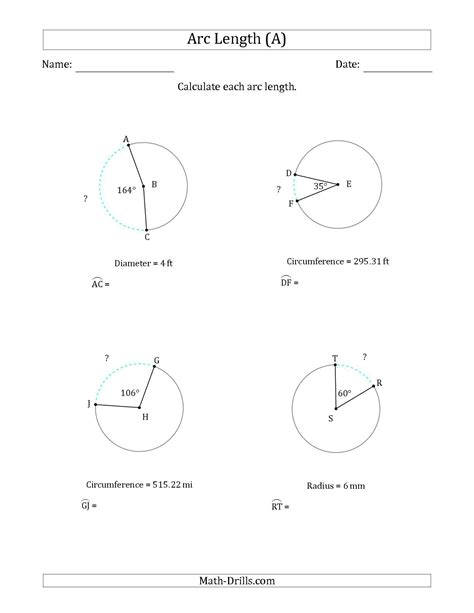 Hw Arc Length Geometry Worksheet Answers