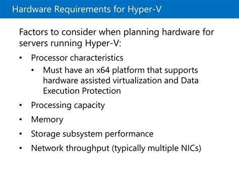 Hyper-V hardware requirements