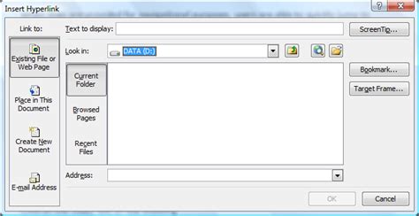 Hyperlink to an Existing File