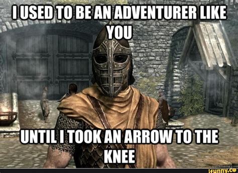 I used to be an adventurer like you, then I took an arrow in the knee