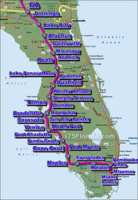 Interstate 75 En Floride — Wikipédia Jennings Florida Map Printable