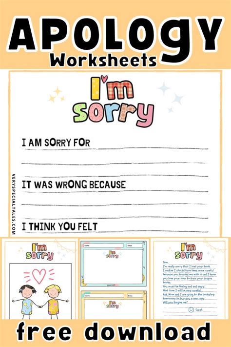 I Am Sorry Worksheet