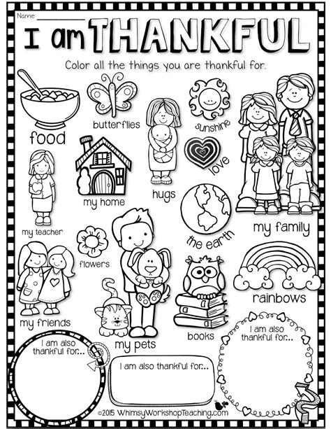 I Am Thankful For Coloring Pages