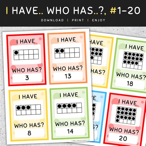 I Have Who Has Math Game Printable