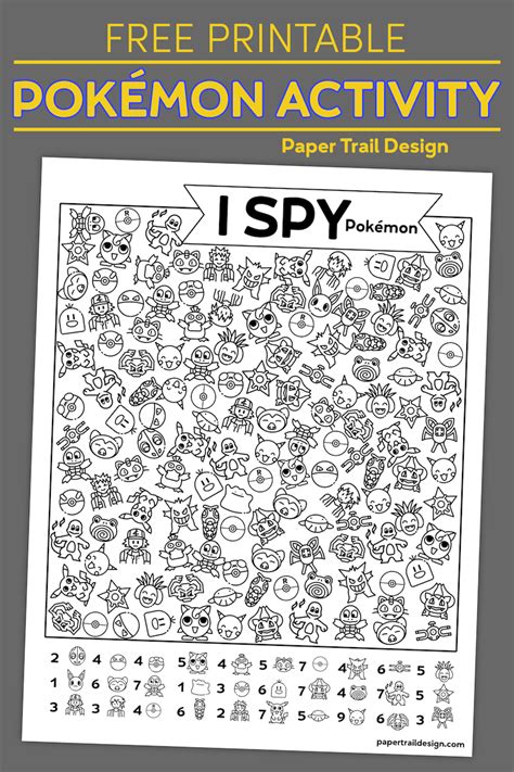 I Spy Pokemon Printable