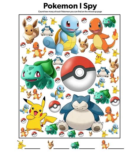I Spy Pokemon Printable
