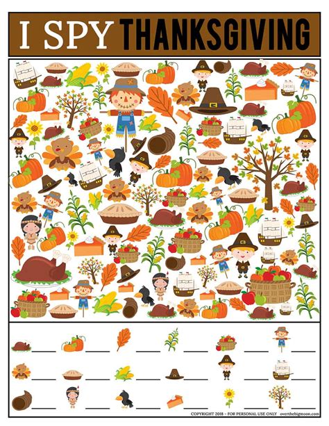 I Spy Thanksgiving Printable