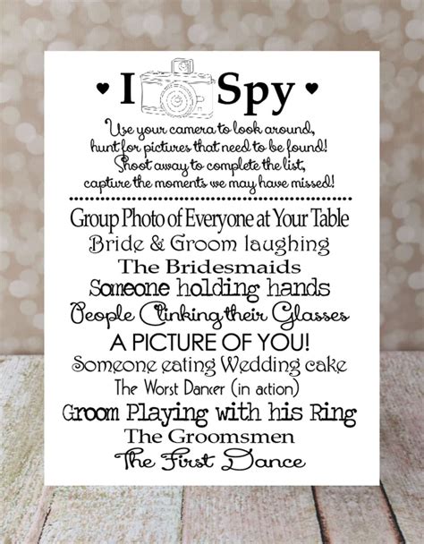 I Spy Wedding Game Template