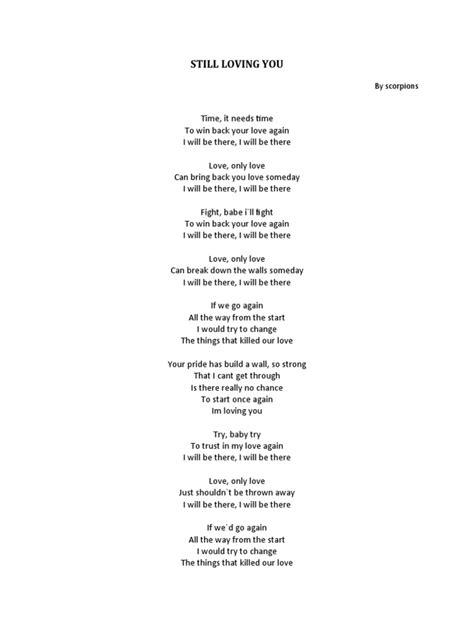 I Still Loving You Traduction