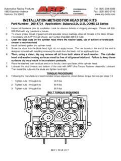 INSTALLATION METHOD FOR HEAD STUD KITS - Part Number