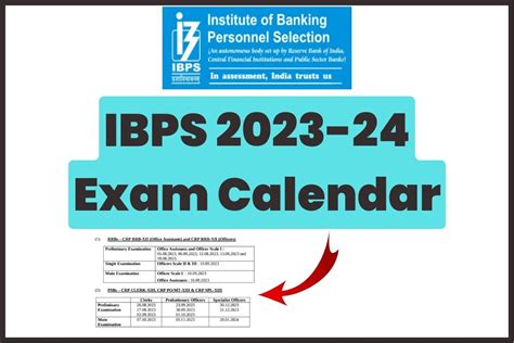 IBPS Calendar 202324 for Clerk, PO/MT, RRB Office Assistant & Officers