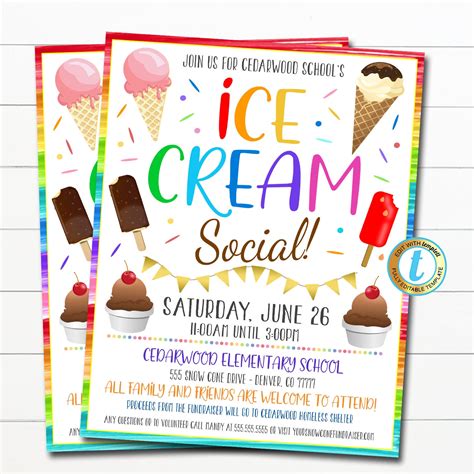 Printable Ice Cream Social Flyer Template Free Download