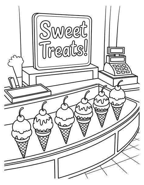 Ice Cream Shop Coloring Page