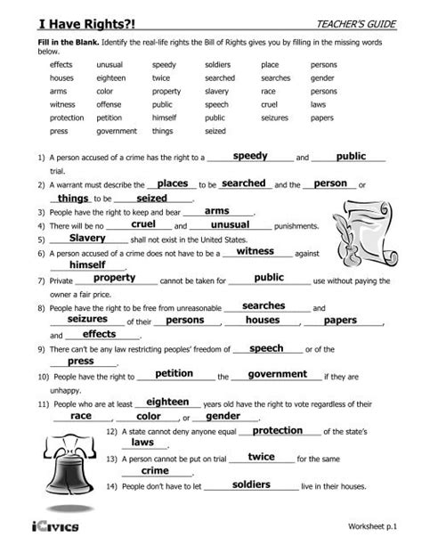 Icivics I Have Rights Worksheet P 2 Answer Key