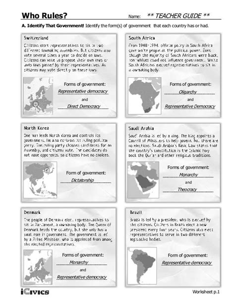 Icivics Who Rules Worksheet Answers