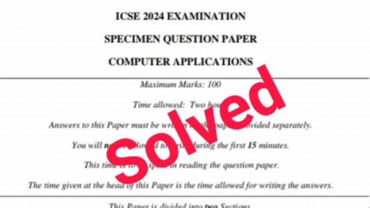 Icse 2024 Specimen Paper Computer Solved
