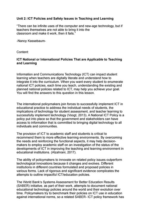Ict Policies And Safety Issues In Teaching And Learning