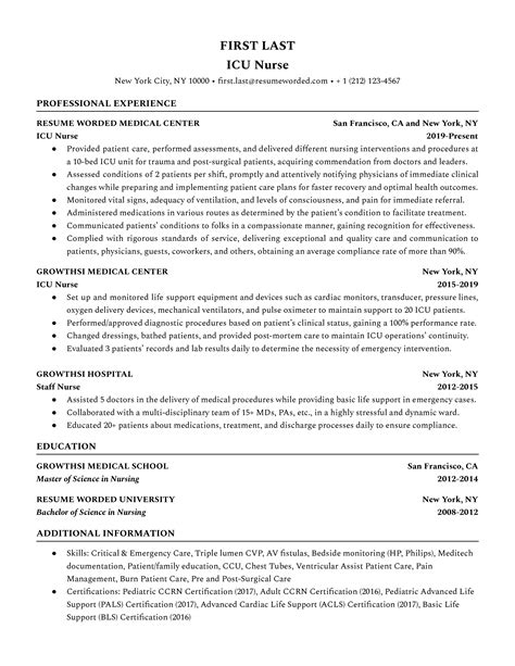 Icu Rn Resume Sample