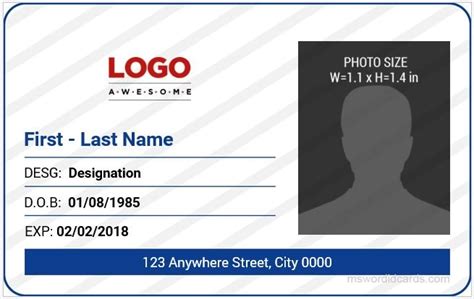 Free ID Card Template 18+ Best identification card designs (Word