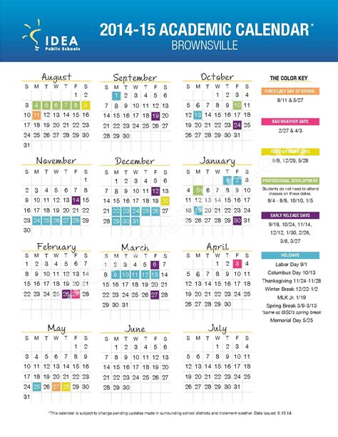 Idea Brownsville Calendar