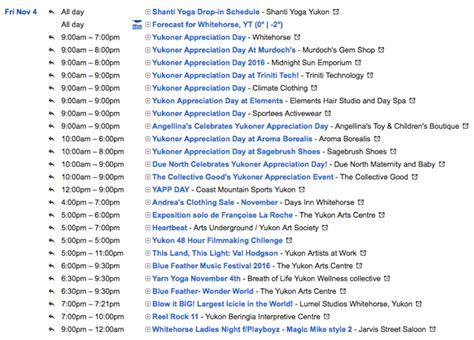 Idea Yukon Calendar