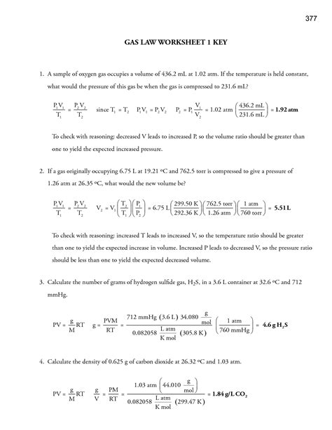 Ideal Gas Law Chem Worksheet 14 4 Answer Key