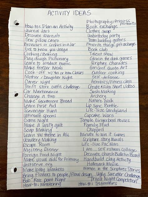 Ideas for Varied Activity