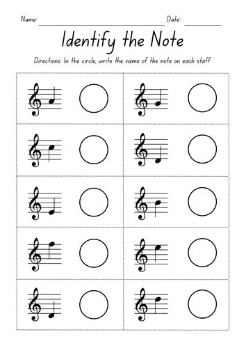 Identify The Notes Worksheet