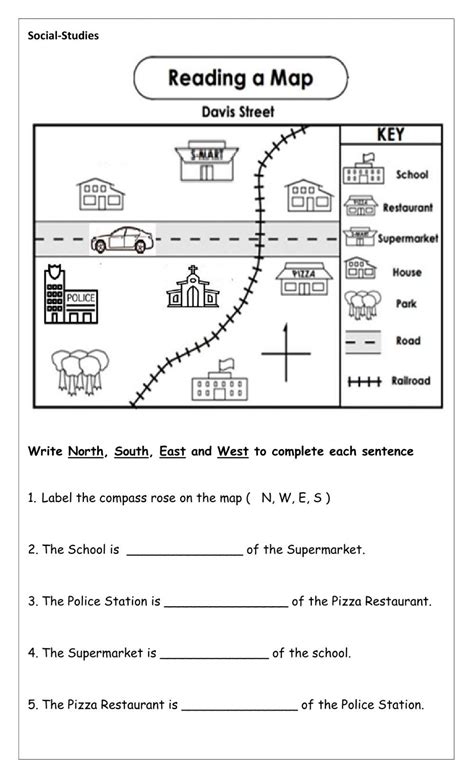 Identifying Parts Of A Map Worksheet