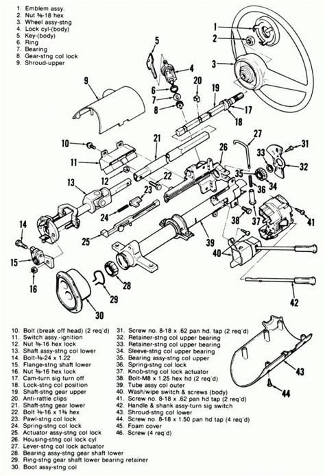 Identifying Key Parts in the 1990 Chevy Steering Column Diagram