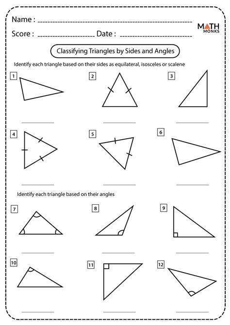Identifying Triangles By Sides And Angles Worksheet