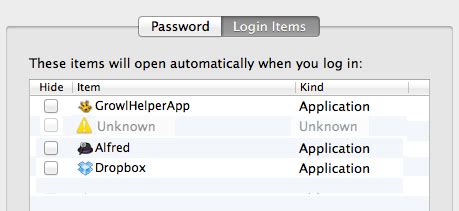 Identifying Unknown Login Items