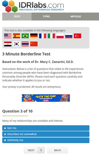 Idrlabs Personality Disorder Test