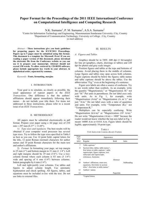 Ieee Paper Sample Format In Ieee Template Word 2007 - CUMED.ORG