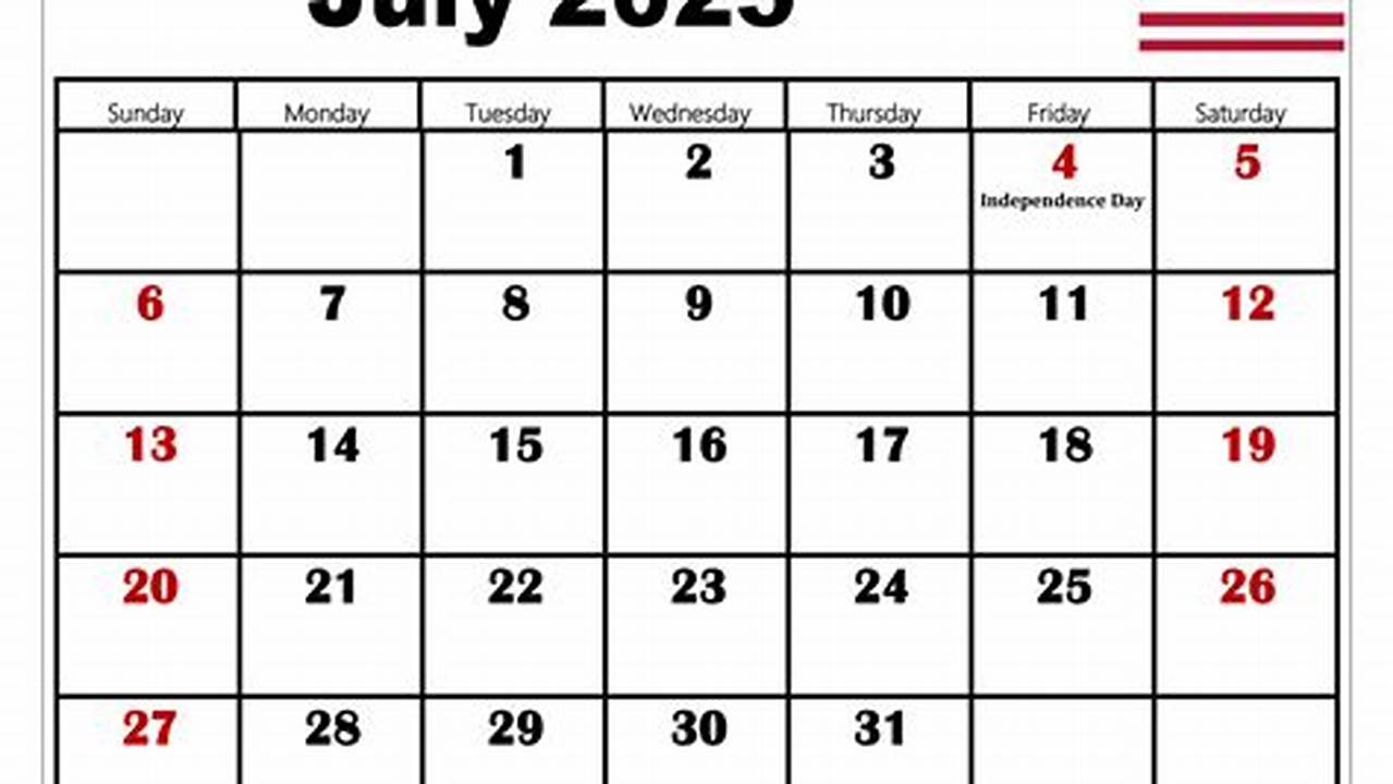 Image July Calendar 2025