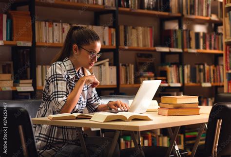 Student studying in a library
