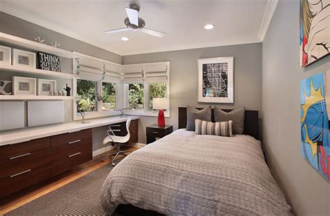 Image of teen bedroom with a study space.