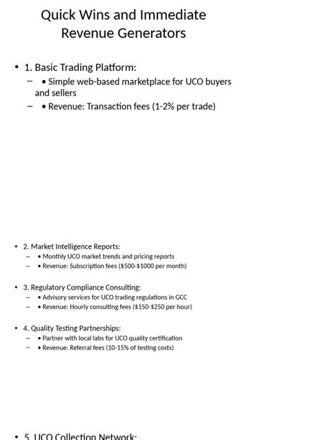 Immediate Income Streams (Quick Wins)