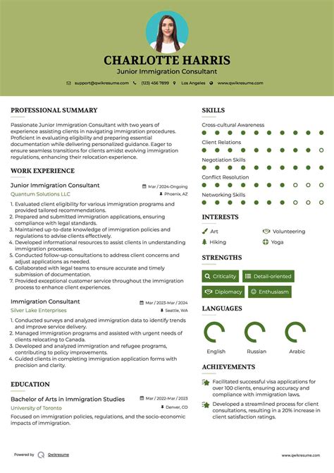 Immigration Consultant Resume