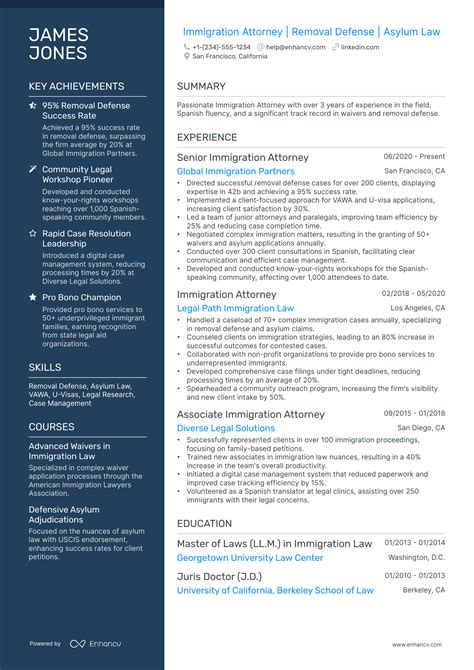 Immigration Lawyer Resume Sample