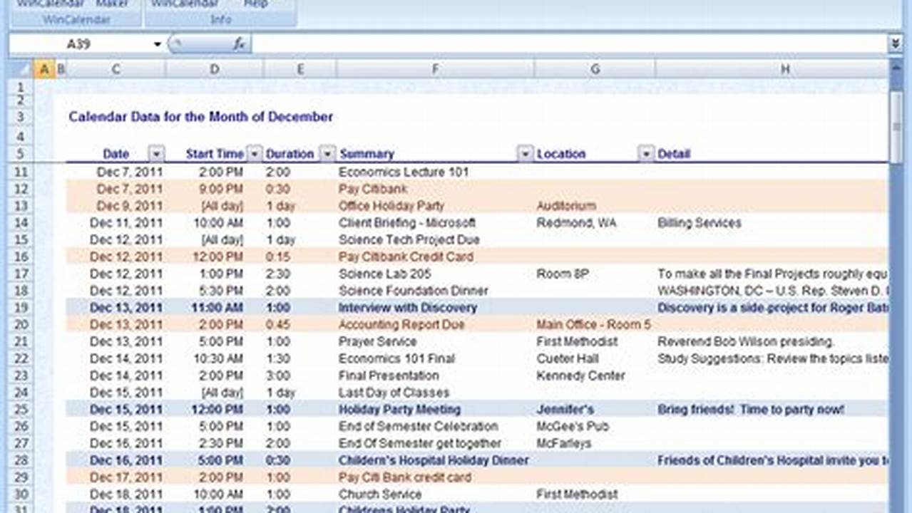 Import Calendar From Excel